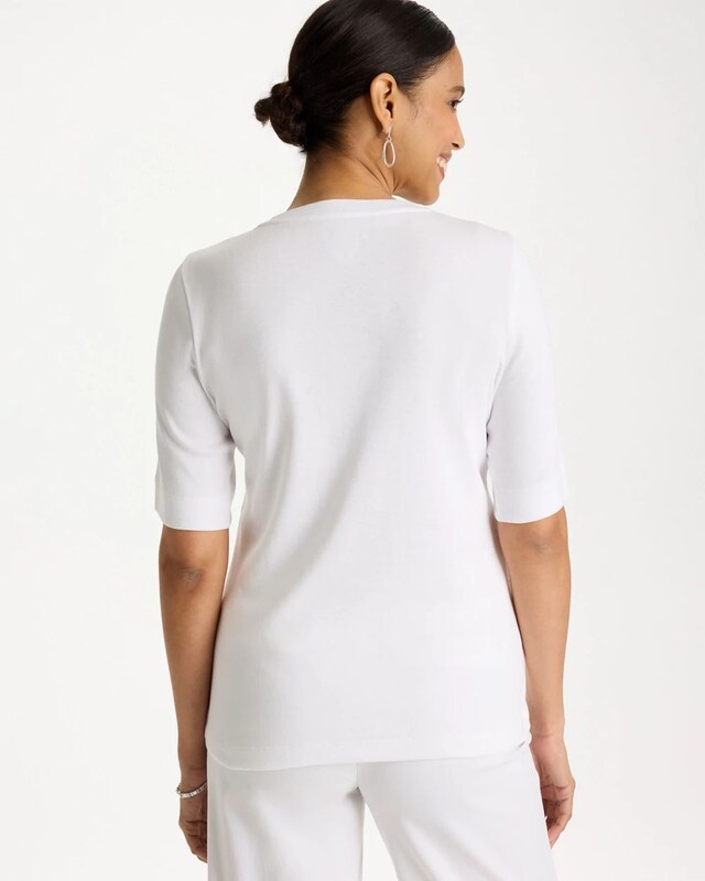 Palm Embellished Pima Elbow Sleeve Tee - image 3